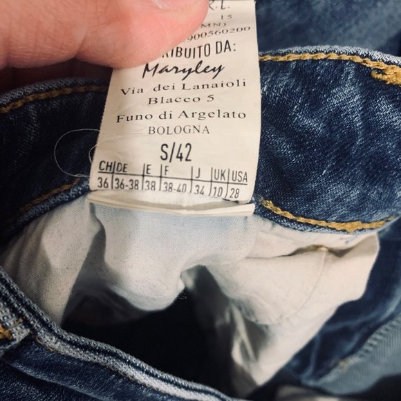 Maryley Stretch Crop Fray Hem Jeans Hippie Grunge Size US 28 - Picture 9 of 11